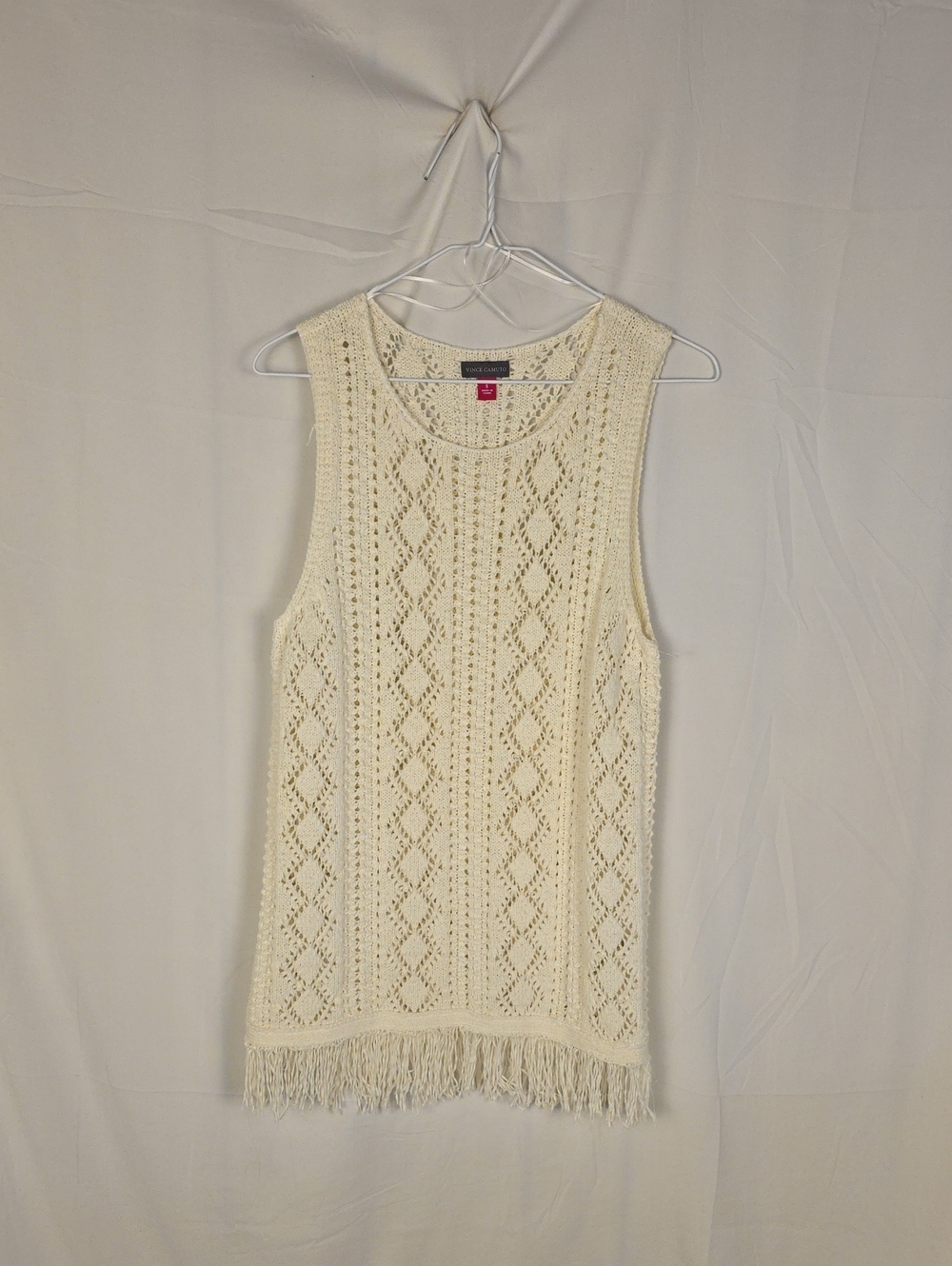 Vince Camuto Cream Crochet Fringe Tunic